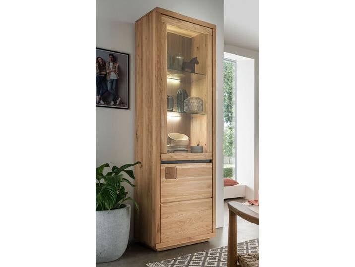 Vitrine 65x205cm 'Bergamo' Wildeiche geölt WZ-0159 von main-möbel