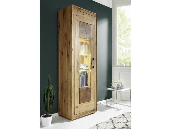 Vitrine 66x201cm 'Danzig' Wildeiche geölt von main-möbel