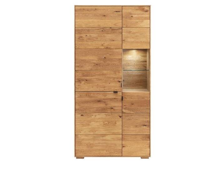 Vitrine mit Beleuchtung 96x195cm 'Montana' Wildeiche geölt von main-möbel