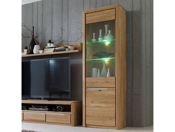 Vitrine rechts 63cm inkl.Beleuchtung 'Odessa' Wildeiche massiv von main-möbel