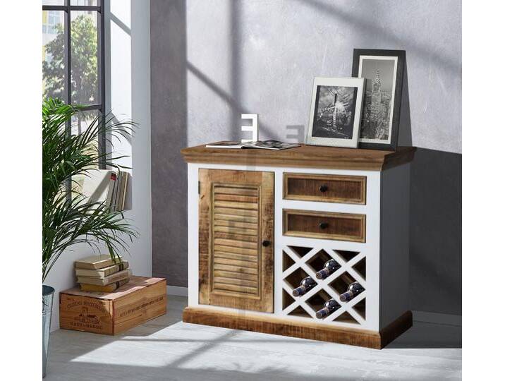 Weinkommode 103x90cm 'Korsika' Mango weiß natur Weinkommode 103x90cm 'Korsika' Mango weiß natur von main-möbel