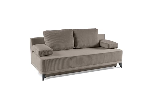 maison de reve - Skont 3-Sitzer Couch Sofa mit Schlaffunktion 144x200 und Bettkasten Schlafsofa abnehmbare Armlehnen Polstersofa Velour-Stoff - Braun von maison de reve