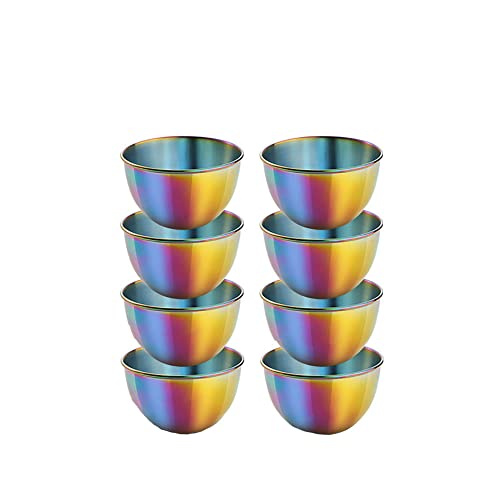 3.36 inch Stainless Steel Sauce Dishes Dipping Bowls Round Seasoning Small Sauce Cups Dip Ice Cream Dessert Bowls Serving Sushi Cereal Salad Snacks Appetizer Bowls 8 Pack (Rainbow, 3.35 inch) von maiwalk