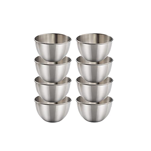 3.36 inch Stainless Steel Sauce Dishes Dipping Bowls Round Seasoning Small Sauce Cups Dip Ice Cream Dessert Bowls Serving Sushi Cereal Salad Snacks Appetizer Bowls 8 Pack (Silver, 3.35 inch) von maiwalk