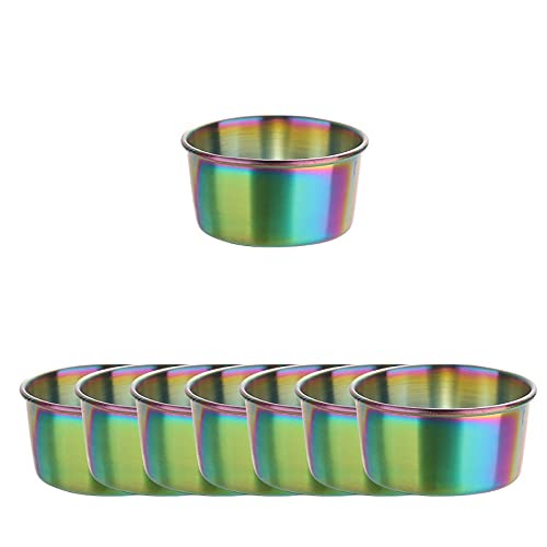Stainless Steel Sauce Cups Ramekin Dipping Small Sauce Bowls Dishes Dip Commercial Individual Round Condiment Cups for Salad Appetizer Dressing Seasoning Dips 8 Pack (Rainbow, 2.8 oz) von maiwalk