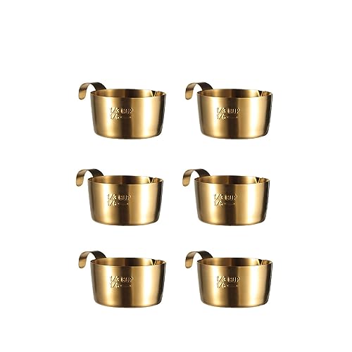 maiwalk 18/8 Edelstahl-Saucenschalen mit Griff, Farbenfrohe Mini-Vorspeisenschalen, Kondiment-Tassen, Ramekins, Snack-Dip-Schalen, Servierschälchen mit 80ml Fassungsvermögen (gold, 80 ml) von maiwalk