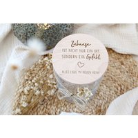 Vorratsglas Personalisiert, Geschenk Einzug, Aufbewahrungsglas Mit Holzdeckel Aus Buche, Geldgeschenk Einweihungsparty von majaundeisbaerDE