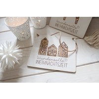 Weihnachtsdeko, Holzschild "Wundervolle Weihnachtszeit" von majaundeisbaerDE