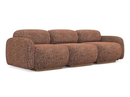 Ailani 4-Sitzer Modulsofa in Orange - Modernes Designsofa aus Strukturstoff, modular, ohne Schlaffunktion, skandinavischer Japandi-Stil, Oeko-Tex zertifiziert 270x95x73 cm, bis 350 kg belastbar von makamii