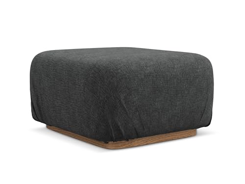 Ailani Pouf Hocker in Grau - Polsterhocker aus Chenille, ideal als Sitzpouf oder Fußhocker für Wohnzimmer, Japandi & Skandi Design, Oeko-Tex Zertifiziert 83x41x95 cm, bis 150 kg belastbar von makamii