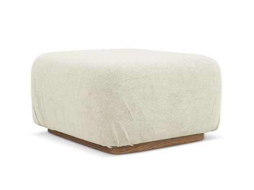 Ailani Pouf Hocker in Weiß - Polsterhocker aus Bouclé, ideal als Sitzpouf oder Fußhocker für Wohnzimmer, Japandi & Skandi Design, Oeko-Tex Zertifiziert 83x41x95 cm, bis 150 kg belastbar von makamii