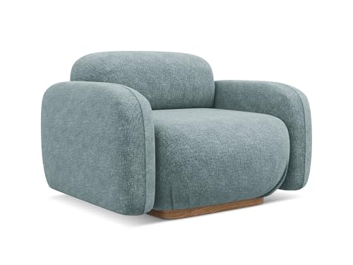 Ailani Sessel in Blau - Moderner Loungesessel aus Chenille, ideal für Wohnzimmer oder Leseecke, Japandi & Skandi Design, Oeko-Tex Zertifiziert 110x95x73 cm, bis 150 kg belastbar von makamii