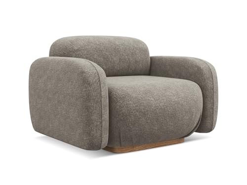 Ailani Sessel in Grau - Moderner Loungesessel aus Chenille, ideal für Wohnzimmer oder Leseecke, Japandi & Skandi Design, Oeko-Tex Zertifiziert 110x95x73 cm, bis 150 kg belastbar von makamii