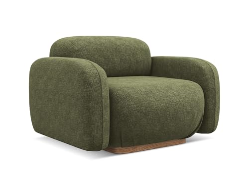 Ailani Sessel in Grün - Moderner Loungesessel aus Chenille, ideal für Wohnzimmer oder Leseecke, Japandi & Skandi Design, Oeko-Tex Zertifiziert 110x95x73 cm, bis 150 kg belastbar von makamii