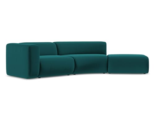 Ekahi 4-Sitzer Modulsofa rechts in Blau - Modernes Sofa aus Samt, ohne Schlaffunktion, skandinavisches Wohnzimmersofa, Japandi Stil, Oeko-Tex Zertifiziert 335x166x70 cm, bis 350 kg belastbar von makamii