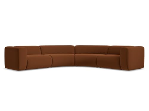 Ekahi 5-Sitzer Ecksofa in Orange - Modulares Sofa in L-Form aus Samt, modernes Sofa für Wohnzimmer, ohne Schlaffunktion, Japandi & Skandi Design 318x318x70 cm, bis 450 kg belastbar von makamii