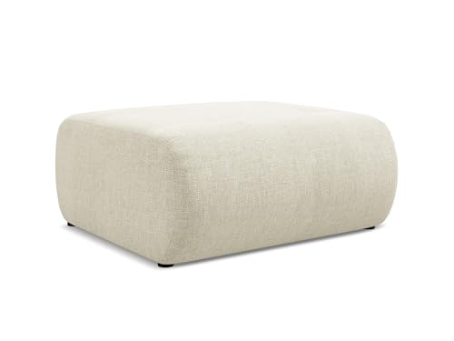 Ekahi Pouf Hocker in Beige - Polsterhocker aus Chenille, ideal als Sitzpouf oder Fußhocker für Wohnzimmer, Japandi & Skandi Design, Oeko-Tex Zertifiziert 94x89x40 cm, bis 150 kg belastbar von makamii