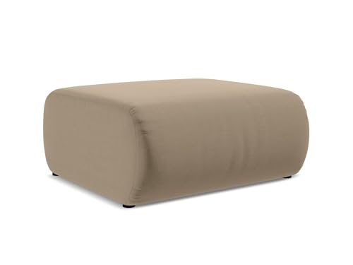 Ekahi Pouf Hocker in Beige - Polsterhocker aus Samt, ideal als Sitzpouf oder Fußhocker für Wohnzimmer, Japandi & Skandi Design, Oeko-Tex Zertifiziert 94x89x40 cm, bis 150 kg belastbar von makamii