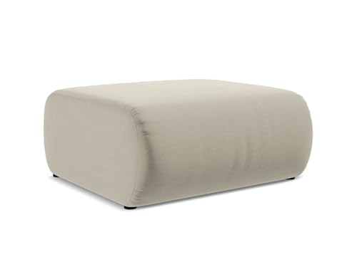 Ekahi Pouf Hocker in Creme - Polsterhocker aus Samt, ideal als Sitzpouf oder Fußhocker für Wohnzimmer, Japandi & Skandi Design, Oeko-Tex Zertifiziert 94x89x40 cm, bis 150 kg belastbar von makamii