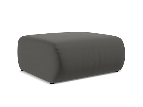 Ekahi Pouf Hocker in Grau - Polsterhocker aus Samt, ideal als Sitzpouf oder Fußhocker für Wohnzimmer, Japandi & Skandi Design, Oeko-Tex Zertifiziert 94x89x40 cm, bis 150 kg belastbar von makamii