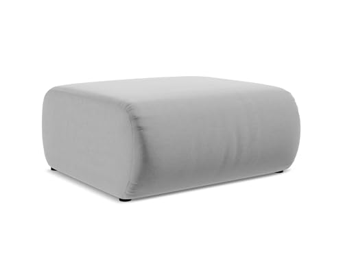 Ekahi Pouf Hocker in Grau - Polsterhocker aus Samt, ideal als Sitzpouf oder Fußhocker für Wohnzimmer, Japandi & Skandi Design, Oeko-Tex Zertifiziert 94x89x40 cm, bis 150 kg belastbar von makamii