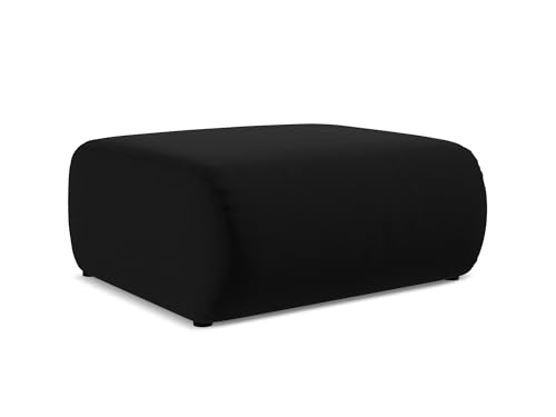 Ekahi Pouf Hocker in Schwarz - Polsterhocker aus Samt, ideal als Sitzpouf oder Fußhocker für Wohnzimmer, Japandi & Skandi Design, Oeko-Tex Zertifiziert 94x89x40 cm, bis 150 kg belastbar von makamii