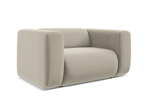 Ekahi Sessel in Creme - Moderner Loungesessel aus Samt, ideal für Wohnzimmer oder Leseecke, Japandi & Skandi Design, Oeko-Tex Zertifiziert 137x89x70 cm, bis 150 kg belastbar von makamii