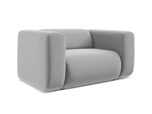 Ekahi Sessel in Grau - Moderner Loungesessel aus Samt, ideal für Wohnzimmer oder Leseecke, Japandi & Skandi Design, Oeko-Tex Zertifiziert 137x89x70 cm, bis 150 kg belastbar von makamii