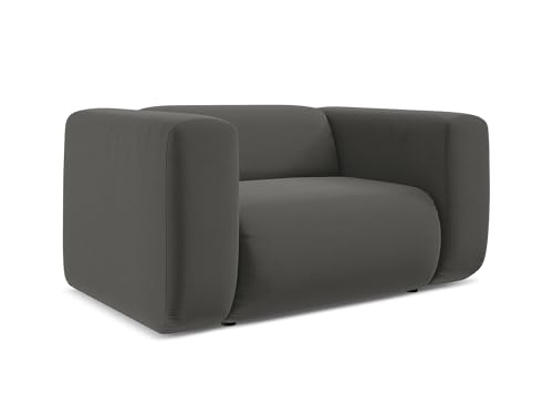 Ekahi Sessel in Grau - Moderner Loungesessel aus Samt, ideal für Wohnzimmer oder Leseecke, Japandi & Skandi Design, Oeko-Tex Zertifiziert 137x89x70 cm, bis 150 kg belastbar von makamii