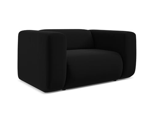 Ekahi Sessel in Schwarz - Moderner Loungesessel aus Samt, ideal für Wohnzimmer oder Leseecke, Japandi & Skandi Design, Oeko-Tex Zertifiziert 137x89x70 cm, bis 150 kg belastbar von makamii