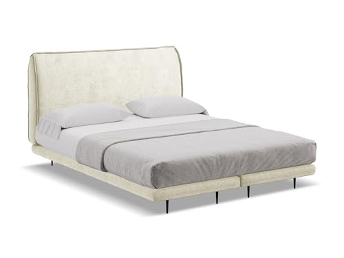 Halia Polsterbett 160x200 cm in Beige - Doppelbett mit Lattenrost und Matratze, gepolstertes Bettgestell mit Kopfteil für Schlafzimmer & Gästezimmer, Oeko-Tex zertifiziert - aus Chenille-Stoff Halia Polsterbett 160x200 cm in Beige - Doppelbett mit Lattenrost und Matratze, gepolstertes Bettgestell mit Kopfteil für Schlafzimmer & Gästezimmer, Oeko-Tex zertifiziert - aus Chenille-Stoff von makamii