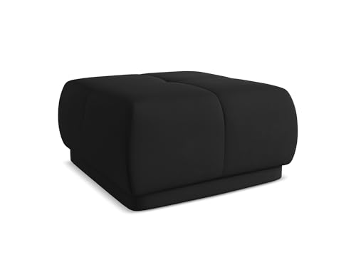 Hoku Pouf Hocker in Schwarz - Polsterhocker aus Chenille, ideal als Sitzpouf oder Fußhocker für Wohnzimmer, Japandi & Skandi Design, Oeko-Tex Zertifiziert 60x60x35 cm, bis 150 kg belastbar von makamii