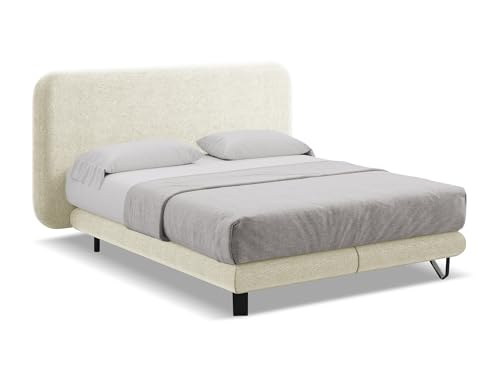 Ilima Polsterbett 140x200 cm in Beige - Doppelbett mit Lattenrost und Matratze, gepolstertes Bettgestell mit Kopfteil für Schlafzimmer & Gästezimmer, Oeko-Tex zertifiziert - aus Chenille-Stoff Ilima Polsterbett 140x200 cm in Beige - Doppelbett mit Lattenrost und Matratze, gepolstertes Bettgestell mit Kopfteil für Schlafzimmer & Gästezimmer, Oeko-Tex zertifiziert - aus Chenille-Stoff von makamii
