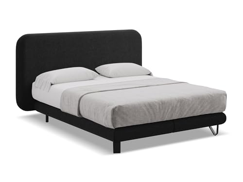 Ilima Polsterbett 180x200 cm in Schwarz - Doppelbett mit Lattenrost und Matratze, gepolstertes Bettgestell mit Kopfteil für Schlafzimmer & Gästezimmer, Oeko-Tex zertifiziert - aus Chenille-Stoff Ilima Polsterbett 180x200 cm in Schwarz - Doppelbett mit Lattenrost und Matratze, gepolstertes Bettgestell mit Kopfteil für Schlafzimmer & Gästezimmer, Oeko-Tex zertifiziert - aus Chenille-Stoff von makamii