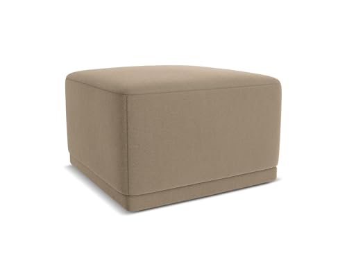 Kaila Pouf Hocker in Beige - Polsterhocker aus Samt, ideal als Sitzpouf oder Fußhocker für Wohnzimmer, Japandi & Skandi Design, Oeko-Tex Zertifiziert 65x65x40 cm, bis 150 kg belastbar von makamii