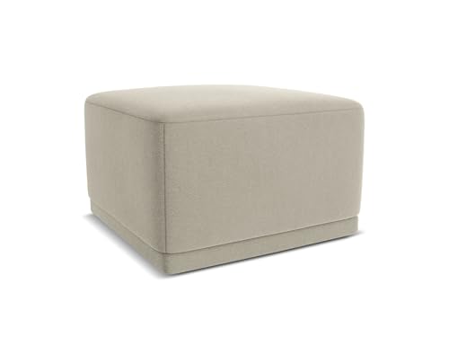 Kaila Pouf Hocker in Creme - Polsterhocker aus Samt, ideal als Sitzpouf oder Fußhocker für Wohnzimmer, Japandi & Skandi Design, Oeko-Tex Zertifiziert 65x65x40 cm, bis 150 kg belastbar von makamii