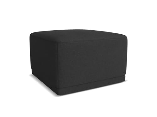 Kaila Pouf Hocker in Schwarz - Polsterhocker aus Chenille, ideal als Sitzpouf oder Fußhocker für Wohnzimmer, Japandi & Skandi Design, Oeko-Tex Zertifiziert 65x65x40 cm, bis 150 kg belastbar von makamii