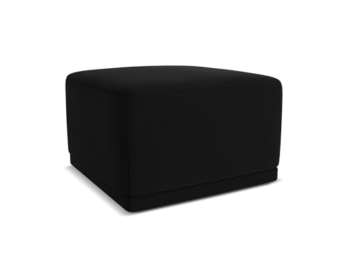 Kaila Pouf Hocker in Schwarz - Polsterhocker aus Samt, ideal als Sitzpouf oder Fußhocker für Wohnzimmer, Japandi & Skandi Design, Oeko-Tex Zertifiziert 65x65x40 cm, bis 150 kg belastbar von makamii
