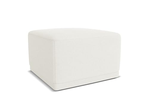 Kaila Pouf Hocker in Weiß - Polsterhocker aus Chenille, ideal als Sitzpouf oder Fußhocker für Wohnzimmer, Japandi & Skandi Design, Oeko-Tex Zertifiziert 65x65x40 cm, bis 150 kg belastbar von makamii