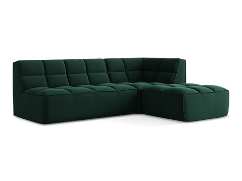 Kalai 4-Sitzer Ecksofa L-Form in Grün - Beidseitig montierbares modulares Sofa mit Ottomane aus Samt, Japandi & Skandi Stil, Oeko-Tex Zertifiziert 258x178x75 cm, bis 450 kg belastbar von makamii