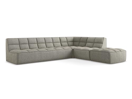Kalai 5-Sitzer Ecksofa L-Form in Beige - Beidseitig montierbares modulares Sofa mit Ottomane aus Strukturstoff, Japandi & Skandi Stil, Oeko-Tex Zertifiziert 308x258x75 cm, bis 450 kg belastbar von makamii