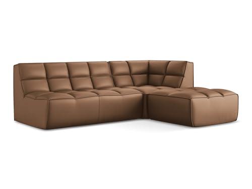 Kalai Ecksofa L-Form in Braun - Modulares 3-Sitzer Sofa mit Ottomane aus Kunstleder, beidseitig, modernes Loungesofa, Japandi & Skandi Stil, Oeko-Tex 258x178x75 cm, bis 450 kg belastbar von makamii