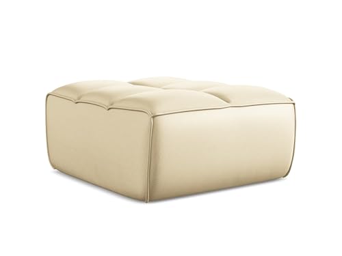 Kalai Pouf Hocker in Beige - Polsterhocker aus Kunstleder, ideal als Sitzpouf oder Fußhocker für Wohnzimmer, Japandi & Skandi Design, Oeko-Tex Zertifiziert 80x93x43 cm, bis 150 kg belastbar von makamii