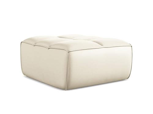 Kalai Pouf Hocker in Beige - Polsterhocker aus Kunstleder, ideal als Sitzpouf oder Fußhocker für Wohnzimmer, Japandi & Skandi Design, Oeko-Tex Zertifiziert 80x93x43 cm, bis 150 kg belastbar von makamii