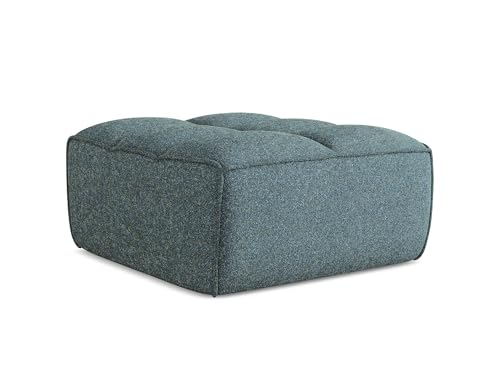 Kalai Pouf Hocker in Blau - Polsterhocker aus Strukturstoff, ideal als Sitzpouf oder Fußhocker für Wohnzimmer, Japandi & Skandi Design, Oeko-Tex Zertifiziert 80x93x43 cm, bis 150 kg belastbar von makamii