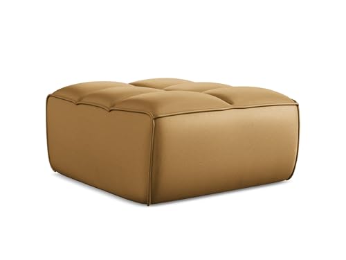 Kalai Pouf Hocker in Braun - Polsterhocker aus Kunstleder, ideal als Sitzpouf oder Fußhocker für Wohnzimmer, Japandi & Skandi Design, Oeko-Tex Zertifiziert 80x93x43 cm, bis 150 kg belastbar von makamii