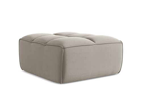 Kalai Pouf Hocker in Grau - Polsterhocker aus Samt, ideal als Sitzpouf oder Fußhocker für Wohnzimmer, Japandi & Skandi Design, Oeko-Tex Zertifiziert 80x93x43 cm, bis 150 kg belastbar von makamii