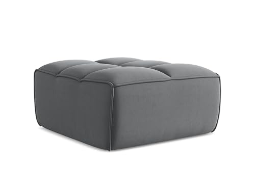 Kalai Pouf Hocker in Grau - Polsterhocker aus Samt, ideal als Sitzpouf oder Fußhocker für Wohnzimmer, Japandi & Skandi Design, Oeko-Tex Zertifiziert 80x93x43 cm, bis 150 kg belastbar von makamii