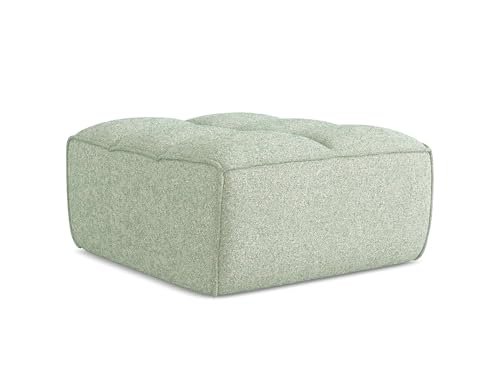 Kalai Pouf Hocker in Grün - Polsterhocker aus Strukturstoff, ideal als Sitzpouf oder Fußhocker für Wohnzimmer, Japandi & Skandi Design, Oeko-Tex Zertifiziert 80x93x43 cm, bis 150 kg belastbar von makamii