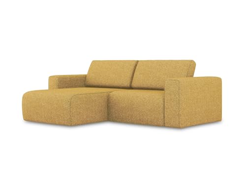 Kalea 3-Sitzer Ecksofa L-Form Links in Gelb - Modulares Sofa mit Ottomane aus Strukturstoff, modernes Design für Wohnzimmer, Japandi & Skandi Stil, Oeko-Tex Zertifiziert 224x167x80 cm, bis 450 kg von makamii